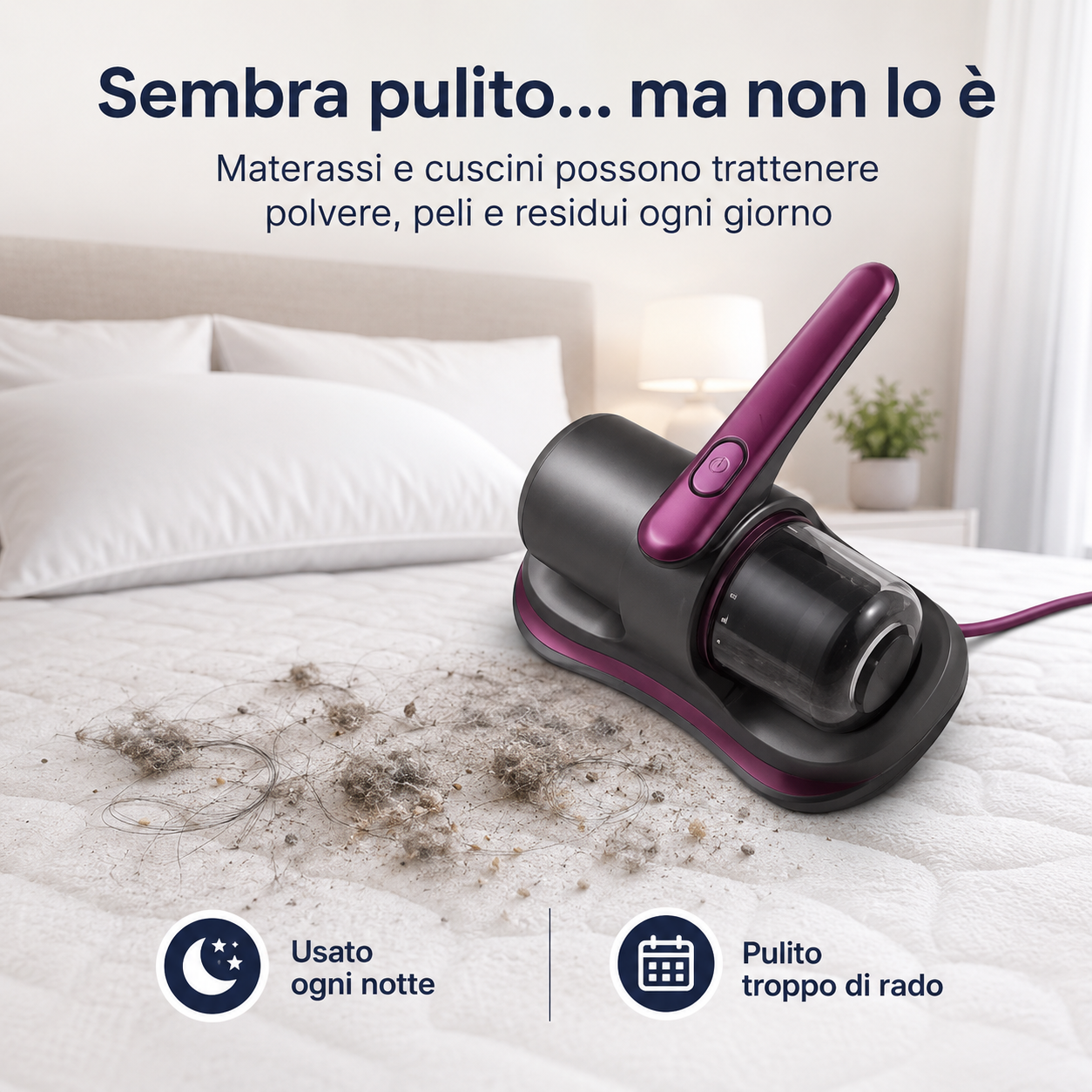 PureNido™ – Aspiratore Ricaricabile per Materassi, Cuscini e Divani