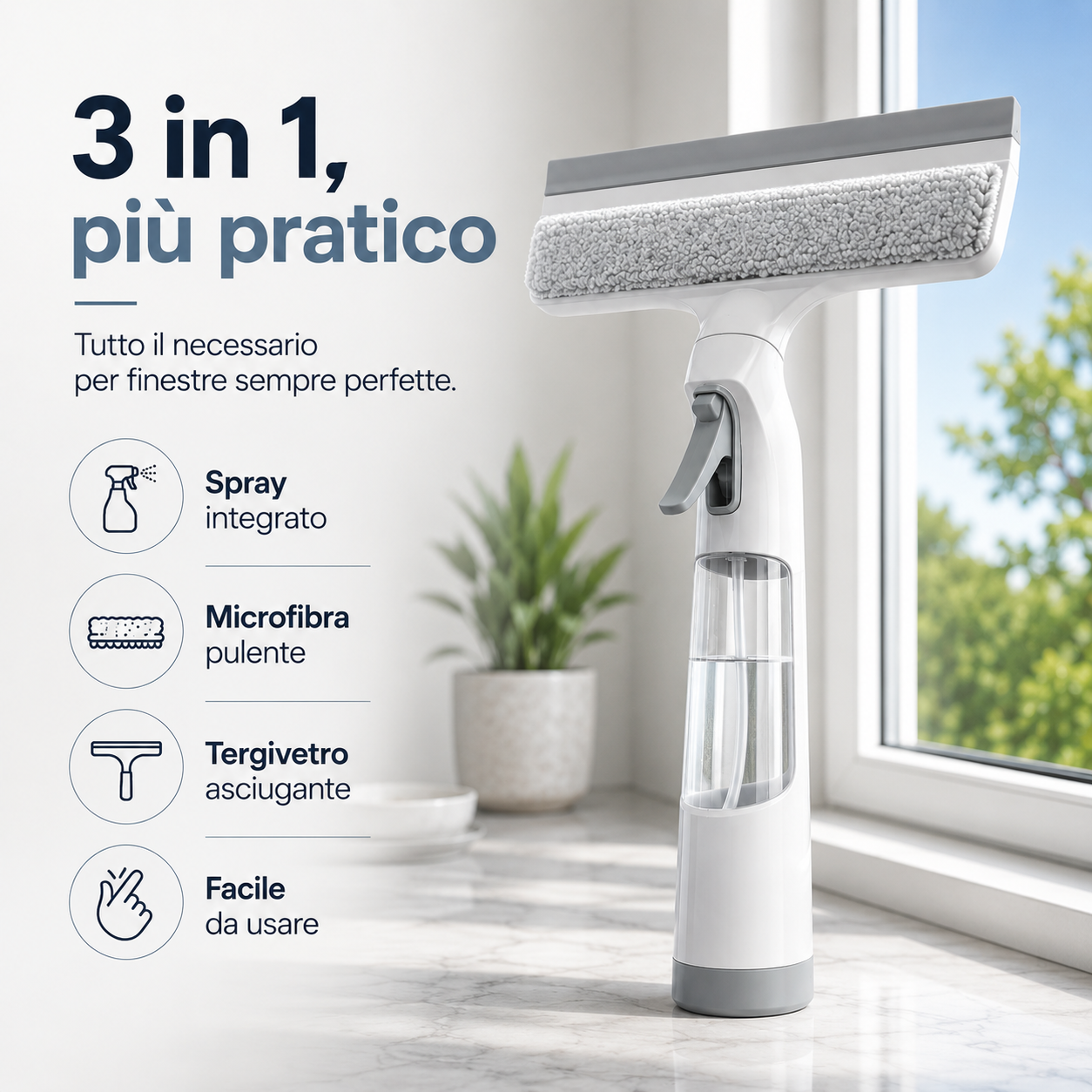 Strumento per la Pulizia delle Finestre 3 in 1