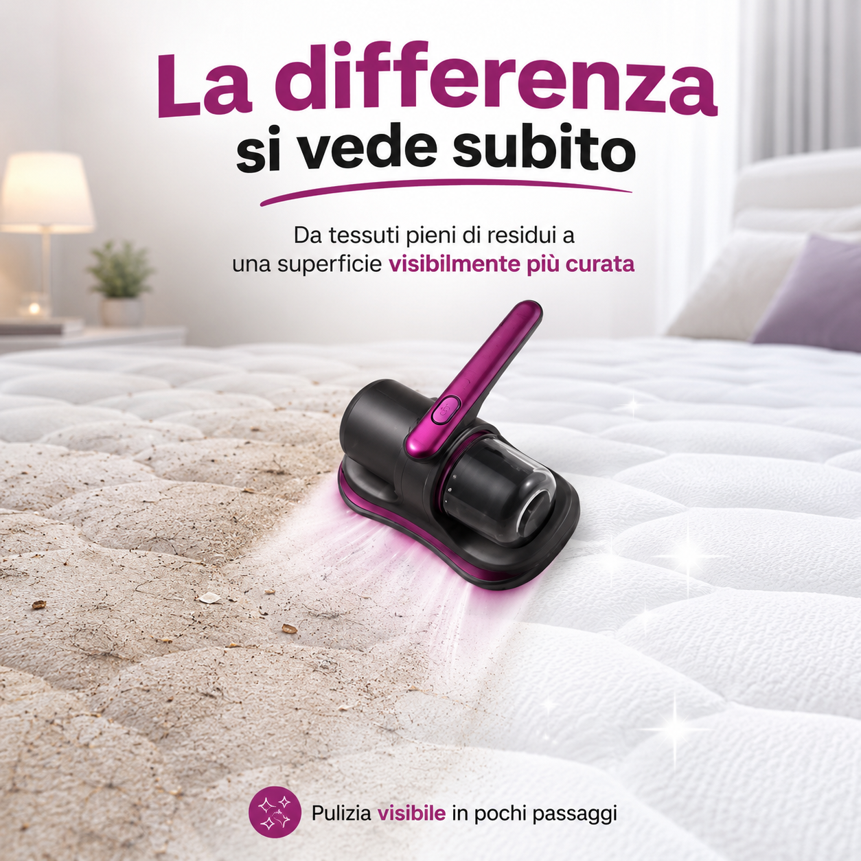 PureNido™ – Aspiratore Ricaricabile per Materassi, Cuscini e Divani