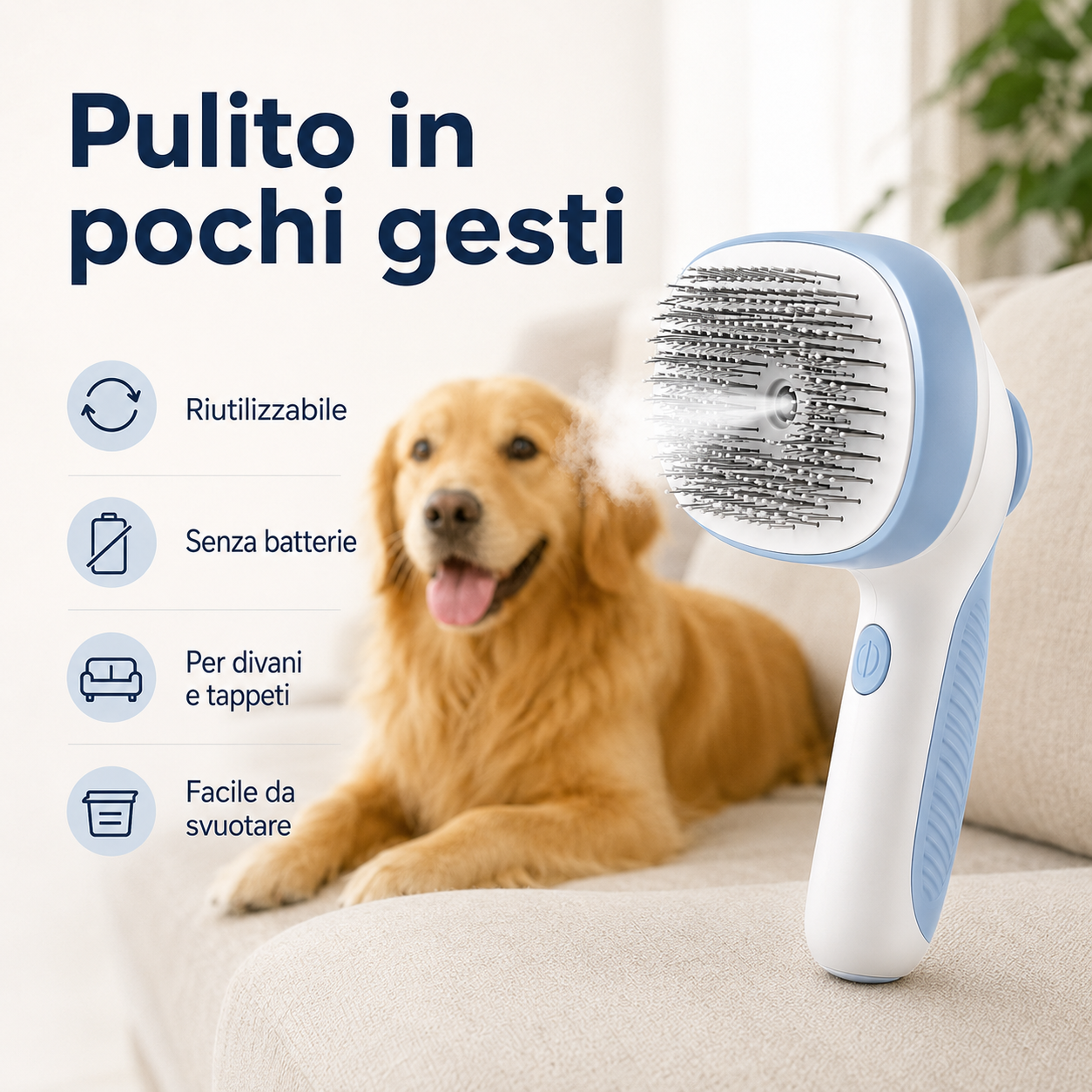 Spazzola Gatto e Cani con Vapore