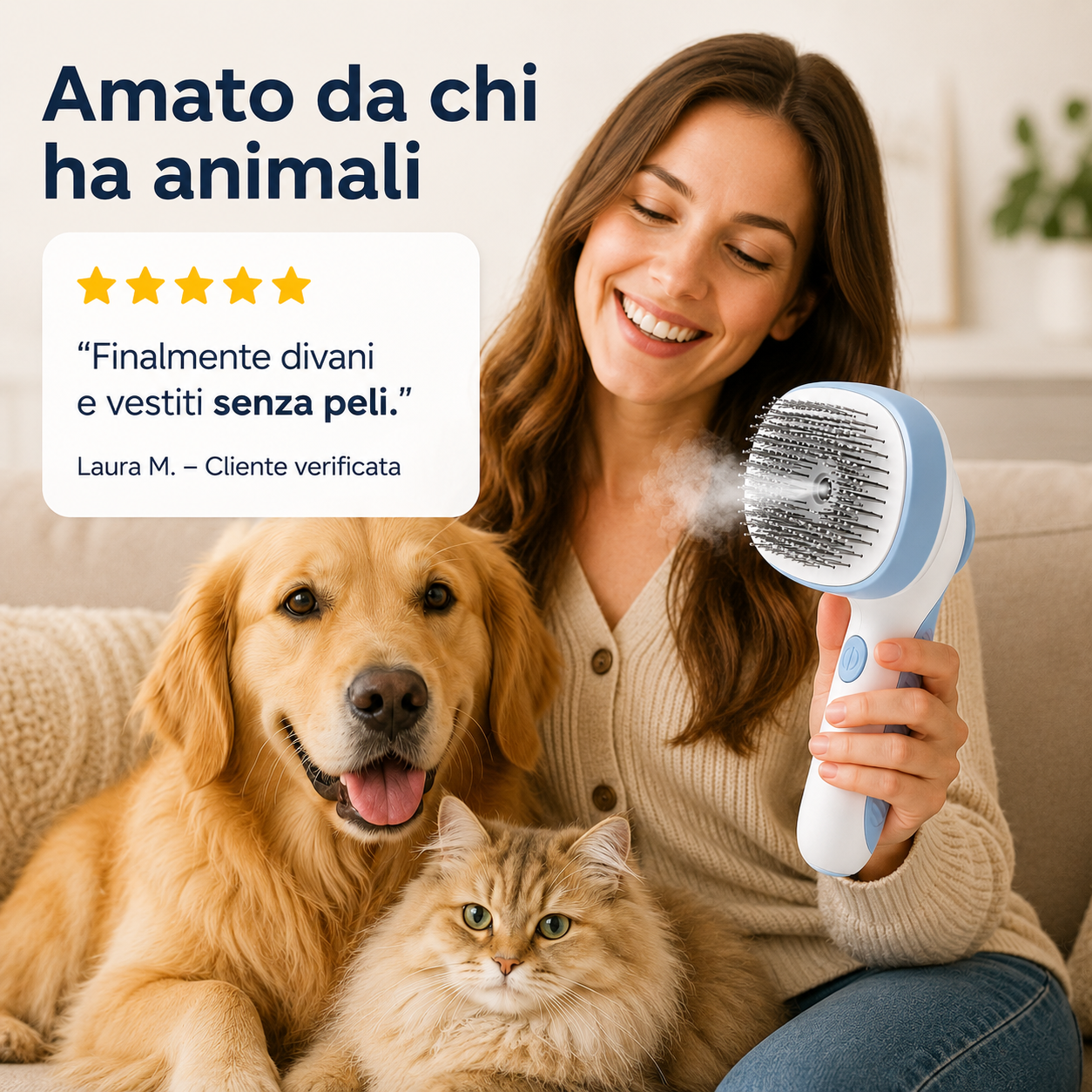 Spazzola Gatto e Cani con Vapore