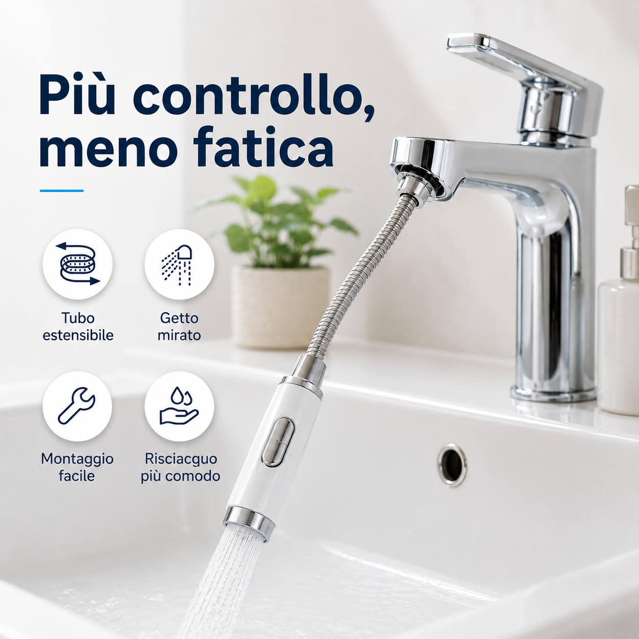 Doccetta per Lavandino Bagno con Tubo Estensibile