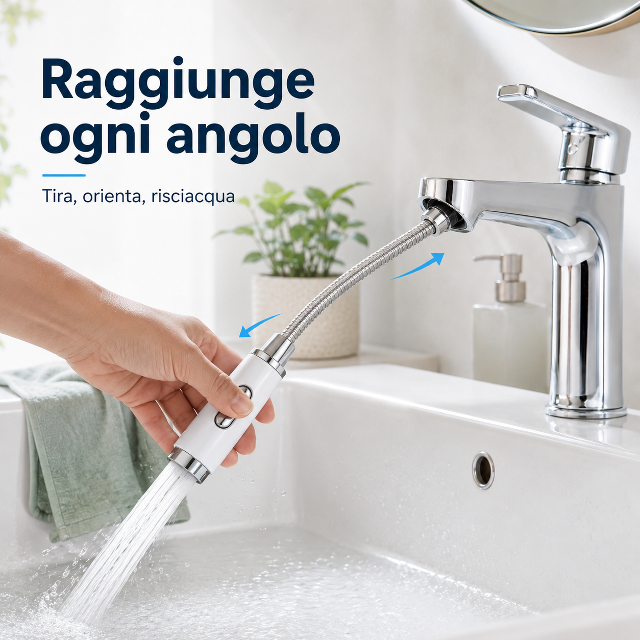 Doccetta per Lavandino Bagno con Tubo Estensibile