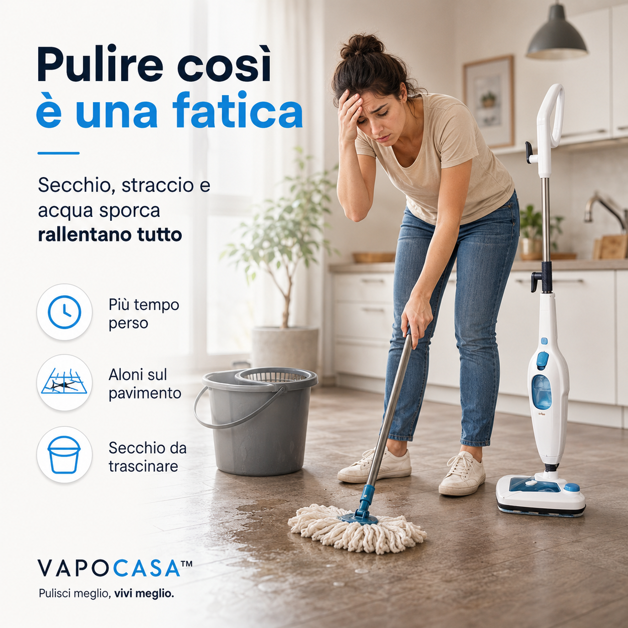 VapoCasa™ – Scopa Elettrica a Vapore 2 in 1 per Pavimenti e Superfici di Casa