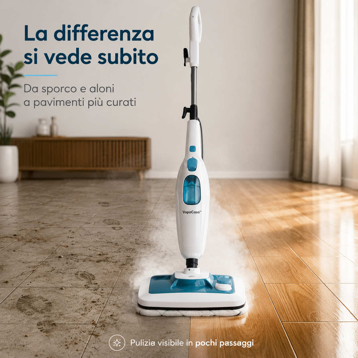VapoCasa™ – Scopa Elettrica a Vapore 2 in 1 per Pavimenti e Superfici di Casa